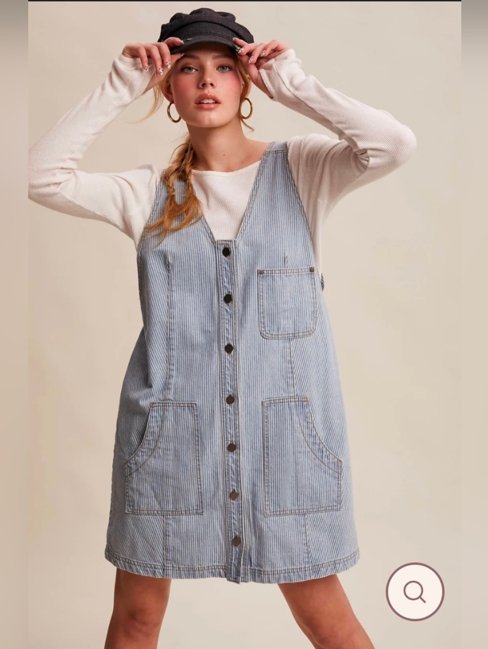 Listicle Striped Denim Button Front Mini Dress | Size S NWOT